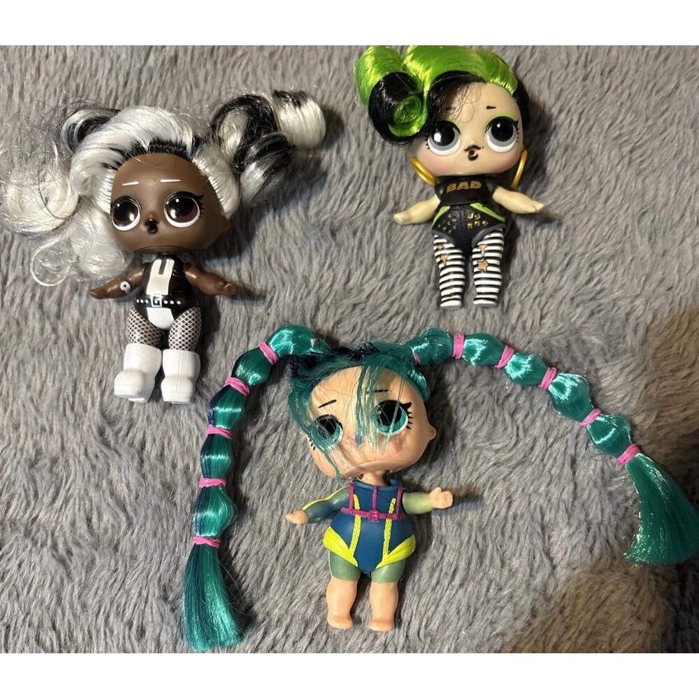 Lot of 7 MGA 3” LOL Surprise Dolls Brushable Hair Bhaddie Scuba Yang Big Sister